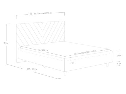 Кровать Сонум Vivien Марсель светло-серый 90х200