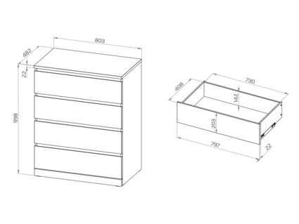 Комод Гуд Лакк Варма Прайм 4 беленый дуб