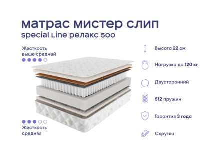 Кровать Димакс Лероса с п/м + матрас Мистер Слип Special Line релакс 500 1425