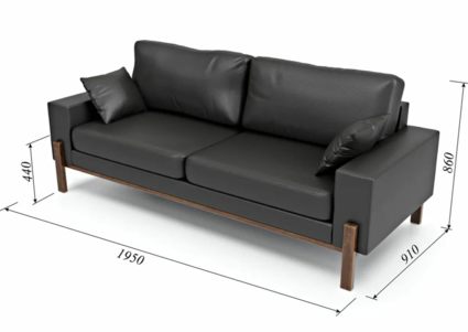 Диван Арско Хангель трехместный черный