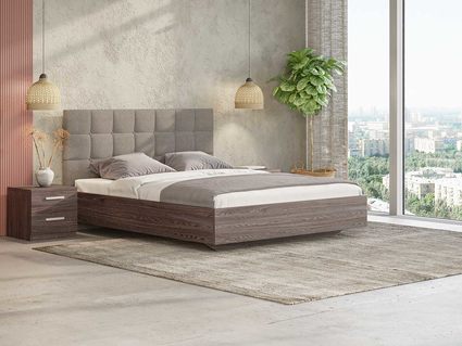 Кровать Сонум Luiza Ясень Анкор + Рогожка Песочная (с подъемным механизмом)