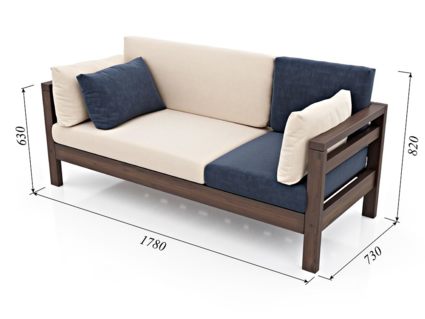 Диван Арско Домино трехместный сине-бежевый Длина 178 см