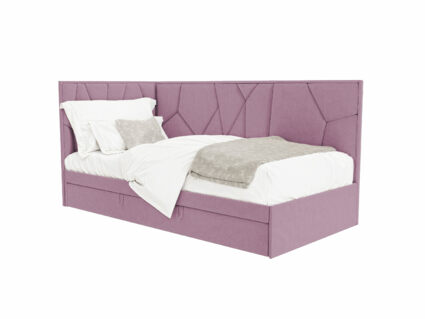 Кровать Beautyson Helga угловая (с ящиком) велюр Formula 392 розовый 237