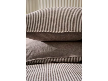 Комплект постельного белья Luxberry ЛЁН И ХЛОПОК белый/коричневая полоса Евро